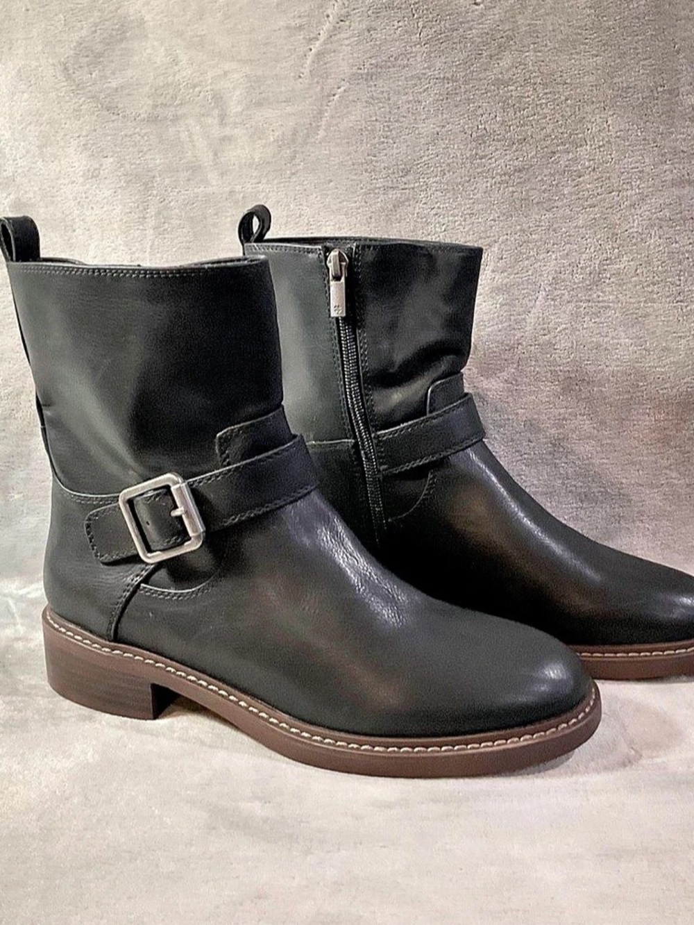 Lucky Brand Migyn Double Buckle Moto Boot Black & Brown